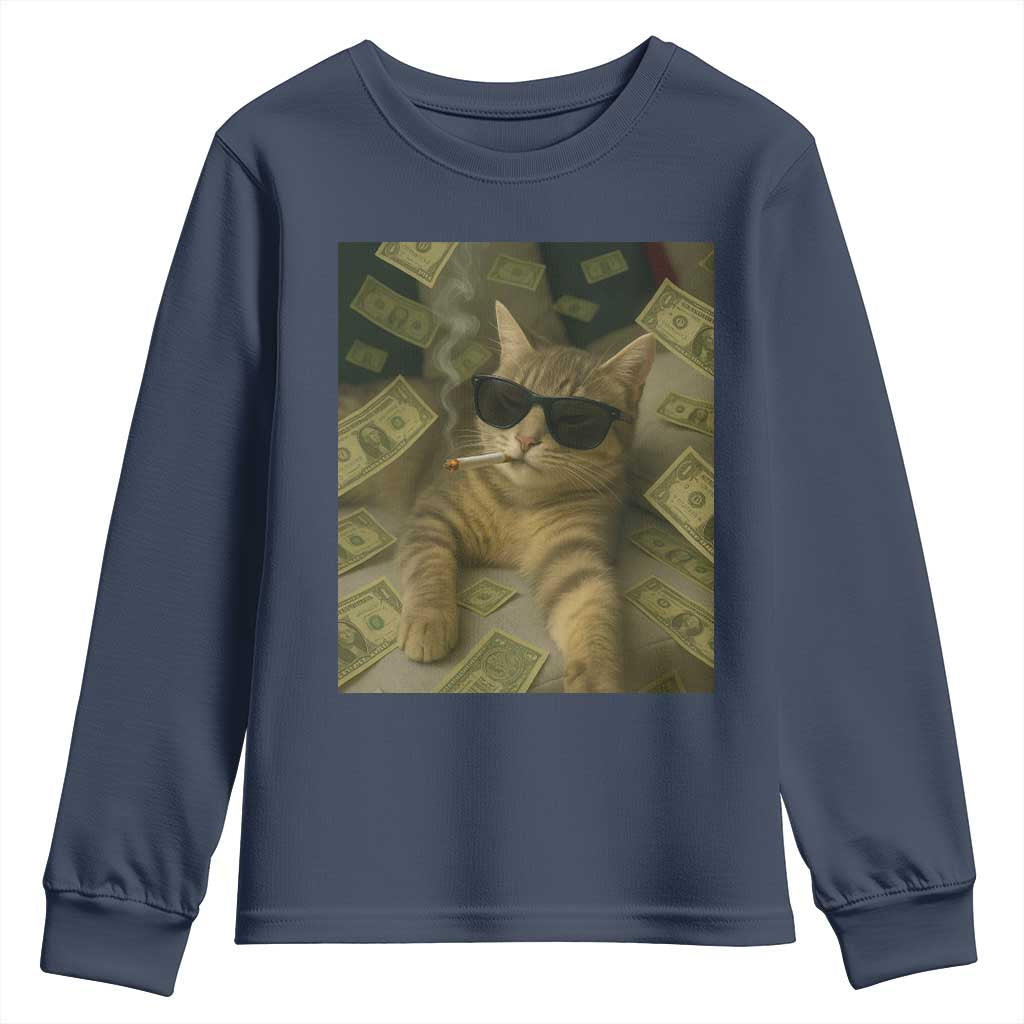 Funny Smoking Cat Selfie Meme Youth Sweatshirt Gen Z Joke - Wonder Print Shop