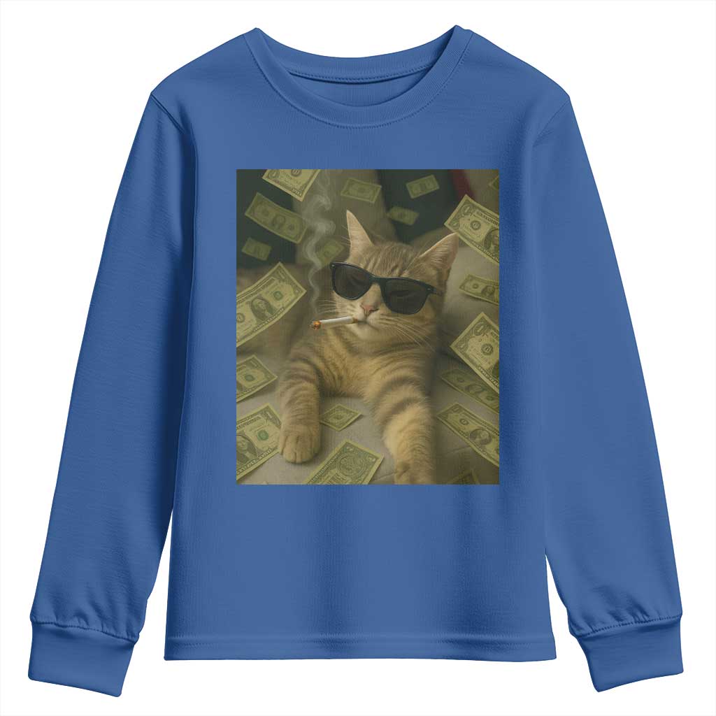 Funny Smoking Cat Selfie Meme Youth Sweatshirt Gen Z Joke - Wonder Print Shop