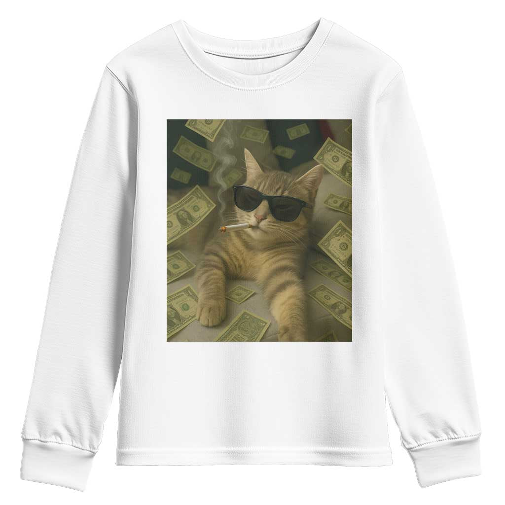 Funny Smoking Cat Selfie Meme Youth Sweatshirt Gen Z Joke - Wonder Print Shop