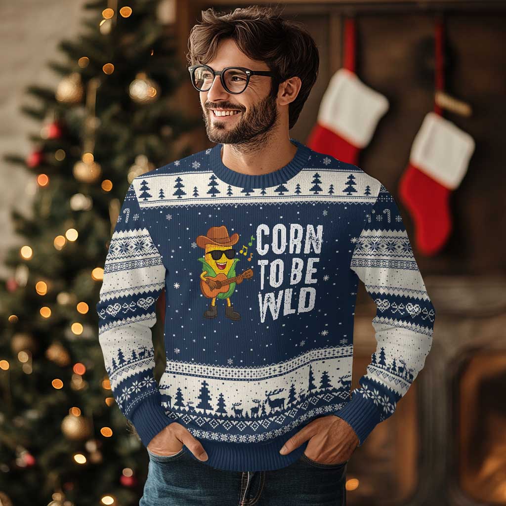 Corn To Be Wild Ugly Christmas Sweater Funny Cowboy Cornboy - Wonder Print Shop
