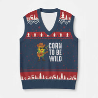 Corn To Be Wild V-Neck Knit Sweater Vest Funny Cowboy Cornboy - Wonder Print Shop