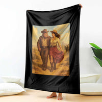 Cowboy Bigfoot Throw Blanket Funny Sasquatch Dancing Cowgirl Western Country - Wonder Print Shop