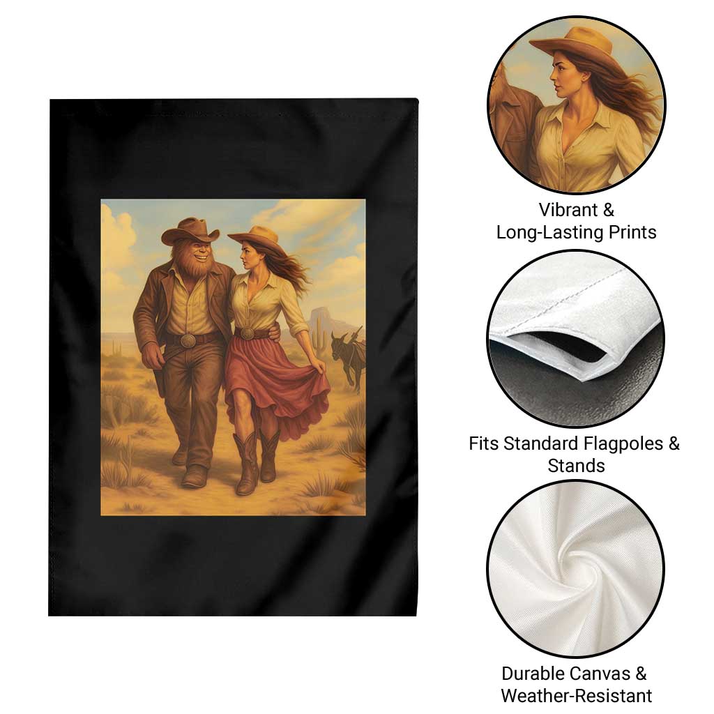 Cowboy Bigfoot Garden Flag Funny Sasquatch Dancing Cowgirl Western Country - Wonder Print Shop