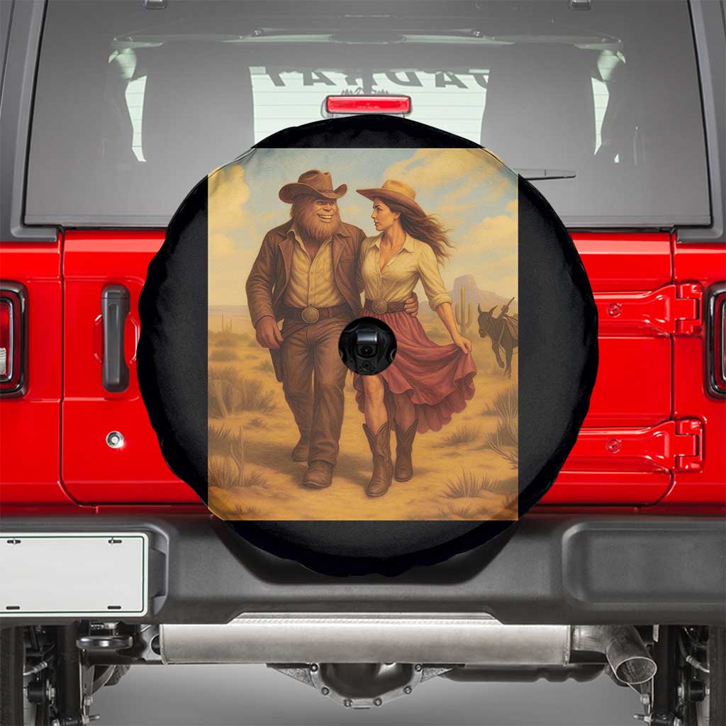 Cowboy Bigfoot Spare Tire Cover Funny Sasquatch Dancing Cowgirl Western Country - Wonder Print Shop