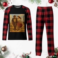 Cowboy Bigfoot Plaid Pajama Set Funny Sasquatch Dancing Cowgirl Western Country - Wonder Print Shop