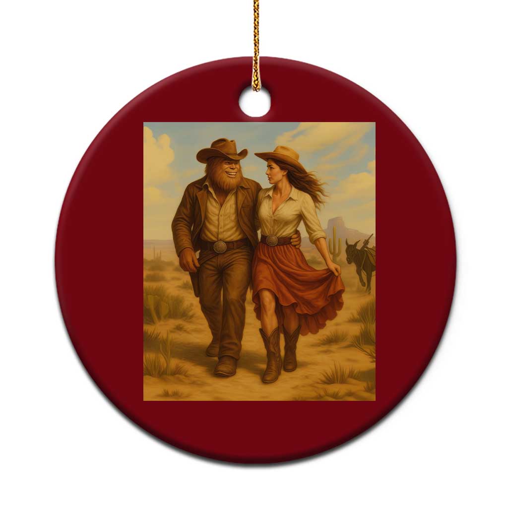 Cowboy Bigfoot Ceramic Ornament Funny Sasquatch Dancing Cowgirl Western Country - Wonder Print Shop