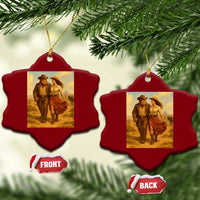 Cowboy Bigfoot Ceramic Ornament Funny Sasquatch Dancing Cowgirl Western Country - Wonder Print Shop