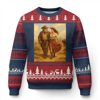 Cowboy Bigfoot Ugly Christmas Sweater Funny Sasquatch Dancing Cowgirl Western Country - Wonder Print Shop