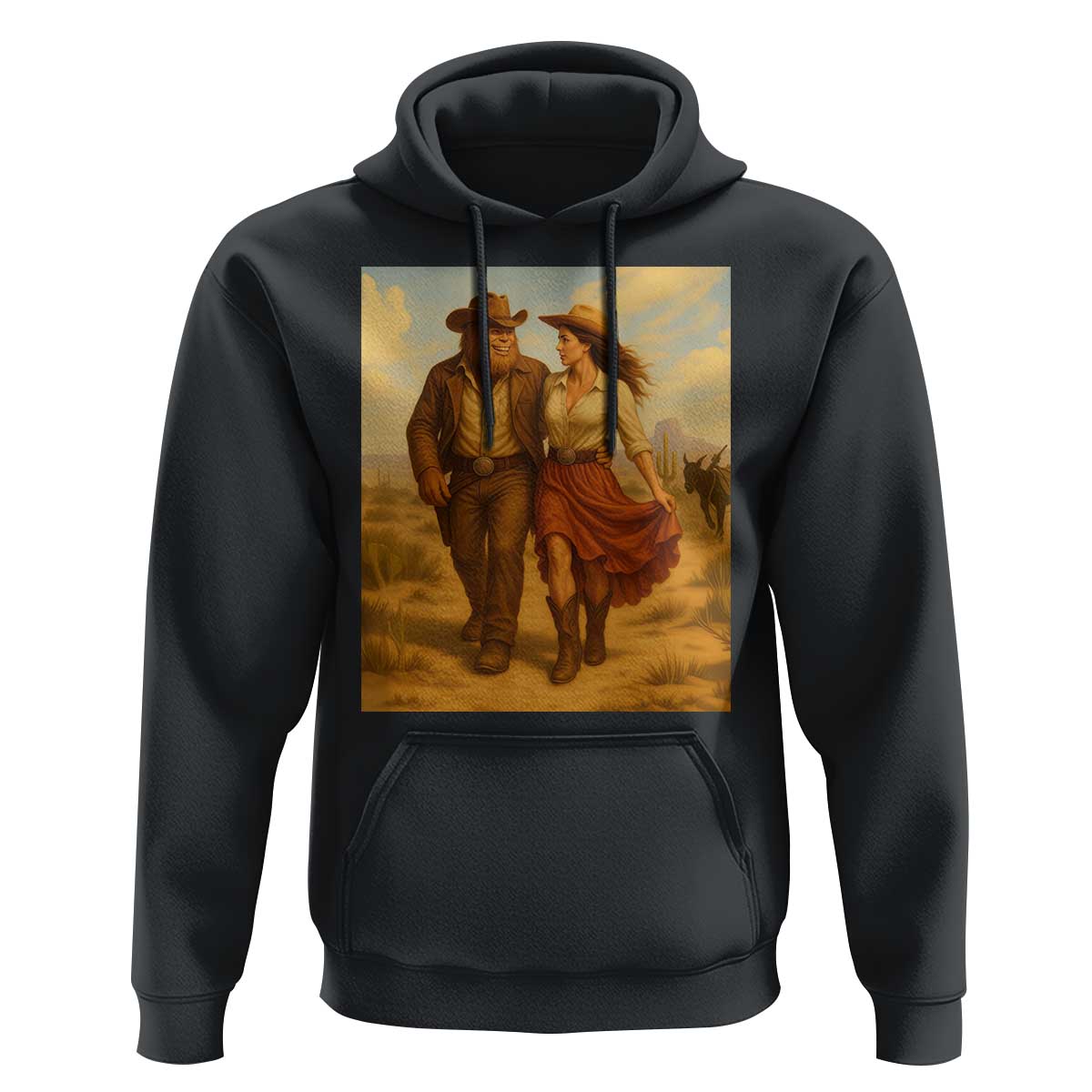 Cowboy Bigfoot Hoodie Funny Sasquatch Dancing Cowgirl Western Country - Wonder Print Shop