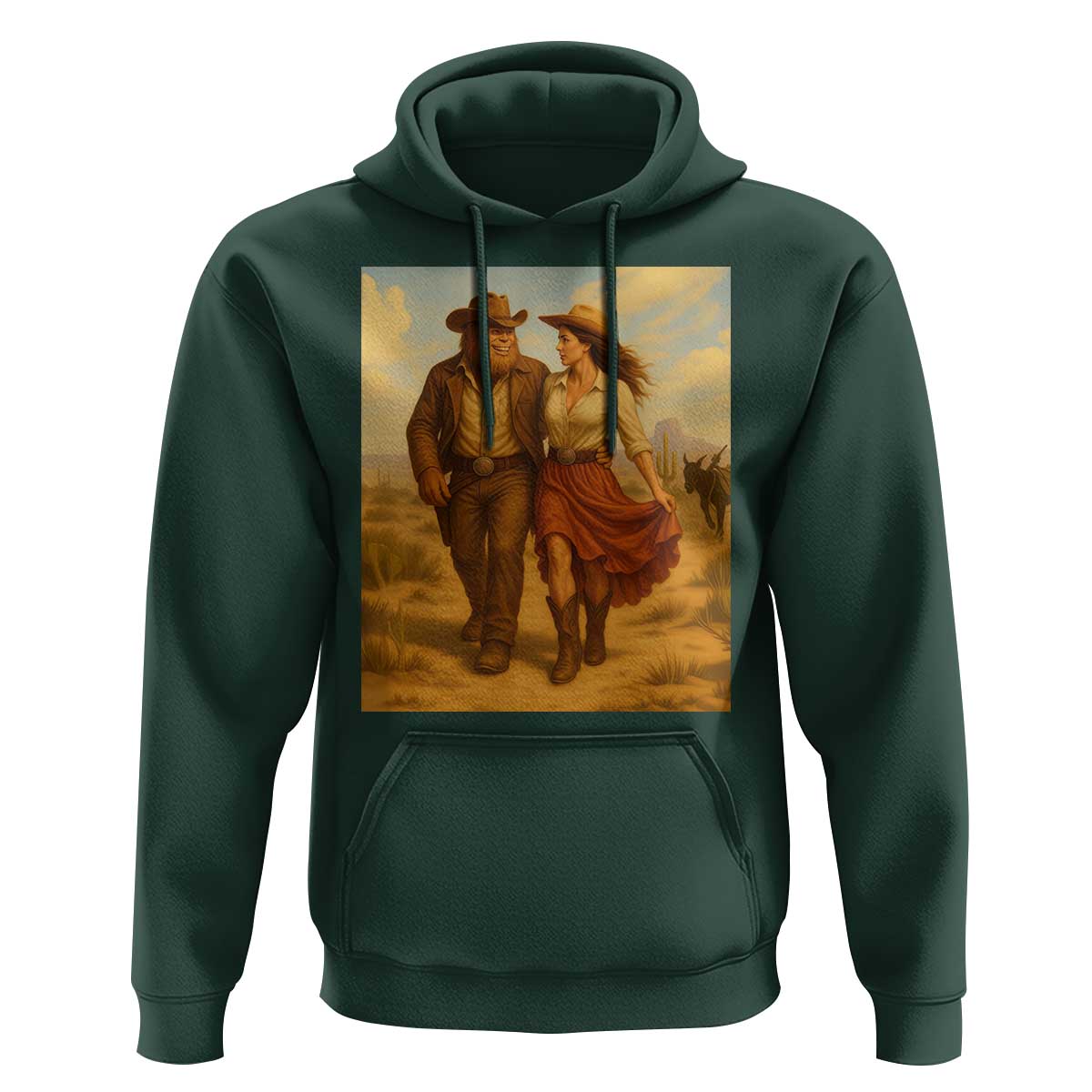 Cowboy Bigfoot Hoodie Funny Sasquatch Dancing Cowgirl Western Country - Wonder Print Shop