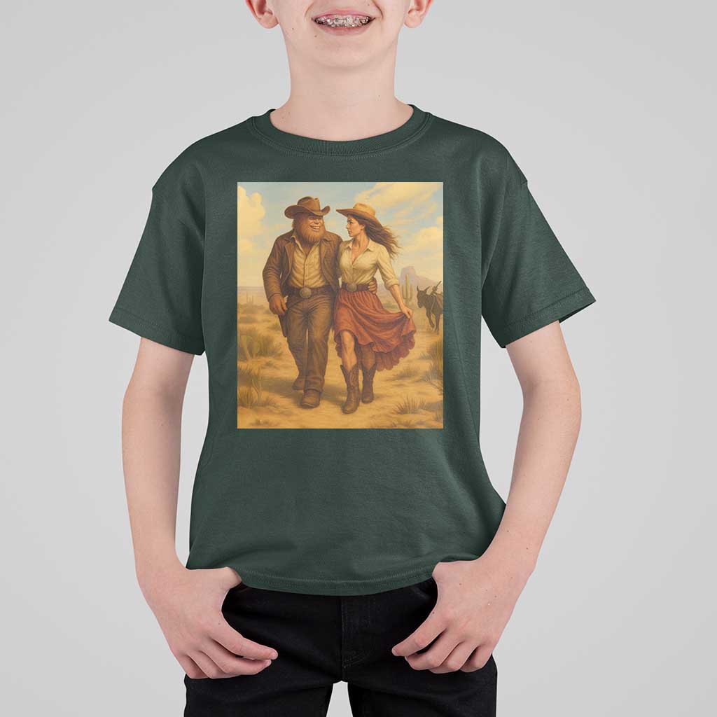Cowboy Bigfoot T Shirt For Kid Funny Sasquatch Dancing Cowgirl Western Country - Wonder Print Shop