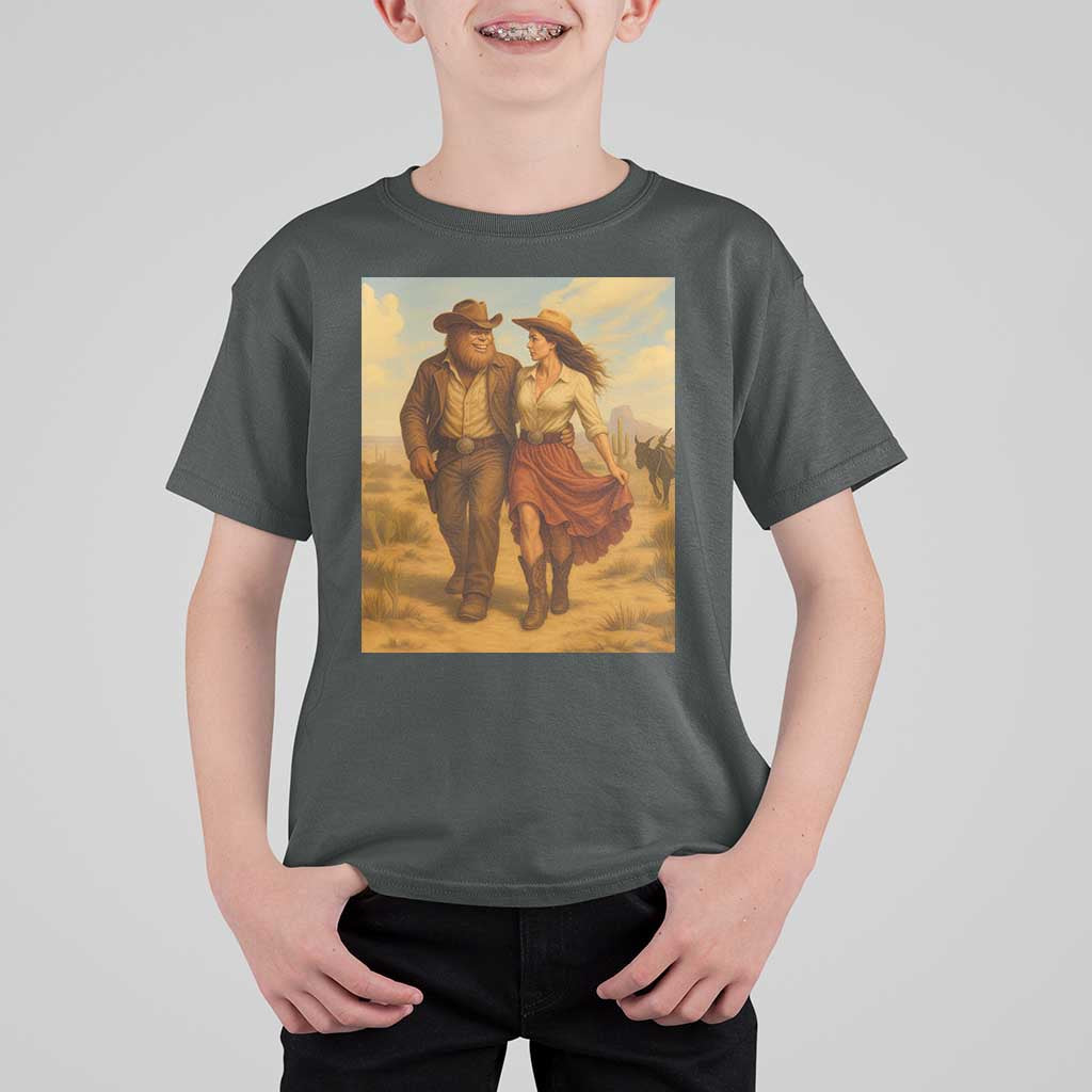 Cowboy Bigfoot T Shirt For Kid Funny Sasquatch Dancing Cowgirl Western Country - Wonder Print Shop