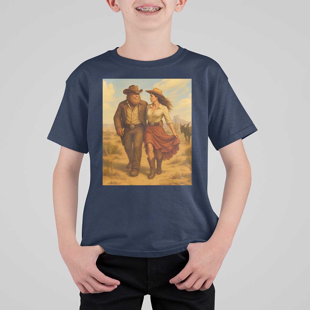 Cowboy Bigfoot T Shirt For Kid Funny Sasquatch Dancing Cowgirl Western Country - Wonder Print Shop