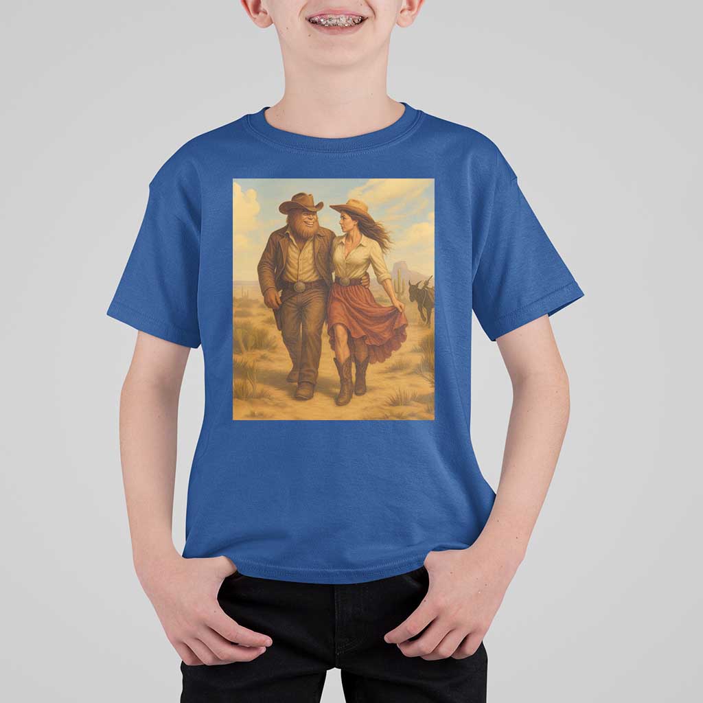 Cowboy Bigfoot T Shirt For Kid Funny Sasquatch Dancing Cowgirl Western Country - Wonder Print Shop