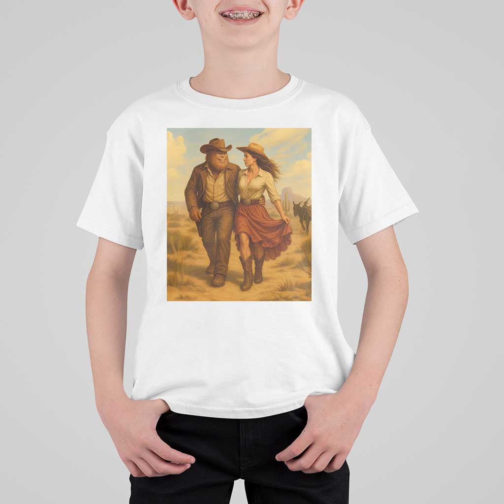 Cowboy Bigfoot T Shirt For Kid Funny Sasquatch Dancing Cowgirl Western Country - Wonder Print Shop