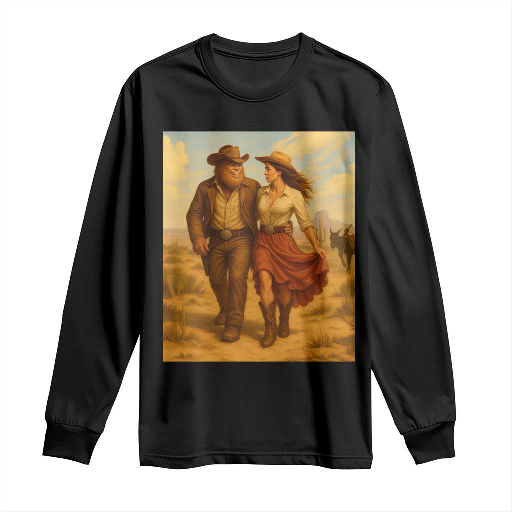 Cowboy Bigfoot Long Sleeve Shirt Funny Sasquatch Dancing Cowgirl Western Country - Wonder Print Shop