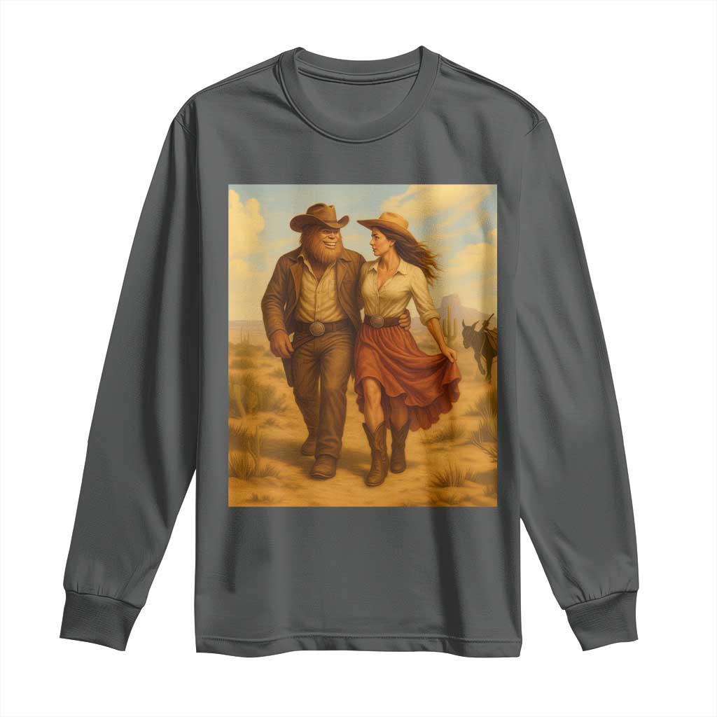 Cowboy Bigfoot Long Sleeve Shirt Funny Sasquatch Dancing Cowgirl Western Country - Wonder Print Shop