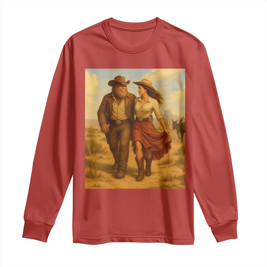 Cowboy Bigfoot Long Sleeve Shirt Funny Sasquatch Dancing Cowgirl Western Country - Wonder Print Shop