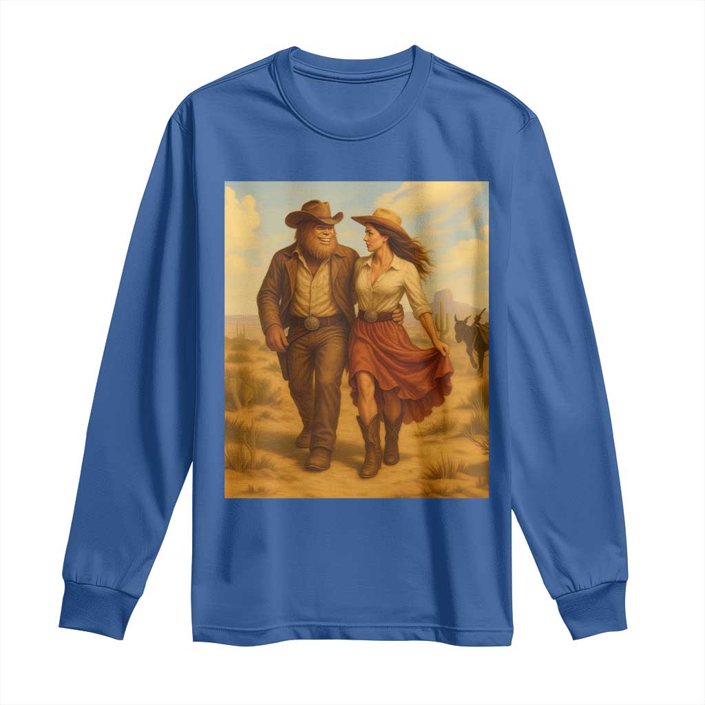 Cowboy Bigfoot Long Sleeve Shirt Funny Sasquatch Dancing Cowgirl Western Country - Wonder Print Shop