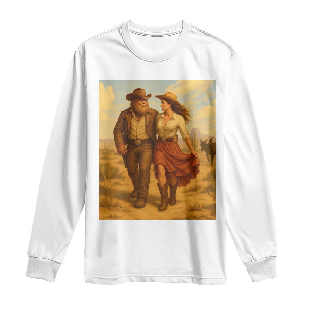 Cowboy Bigfoot Long Sleeve Shirt Funny Sasquatch Dancing Cowgirl Western Country - Wonder Print Shop