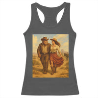 Cowboy Bigfoot Racerback Tank Top Funny Sasquatch Dancing Cowgirl Western Country - Wonder Print Shop