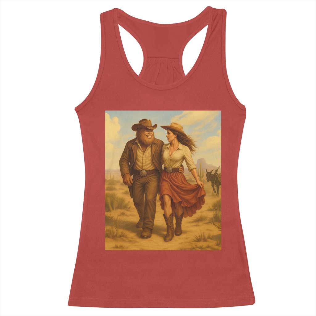 Cowboy Bigfoot Racerback Tank Top Funny Sasquatch Dancing Cowgirl Western Country - Wonder Print Shop