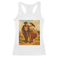 Cowboy Bigfoot Racerback Tank Top Funny Sasquatch Dancing Cowgirl Western Country - Wonder Print Shop