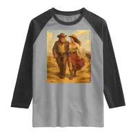 Cowboy Bigfoot Raglan Shirt Funny Sasquatch Dancing Cowgirl Western Country - Wonder Print Shop