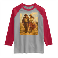 Cowboy Bigfoot Raglan Shirt Funny Sasquatch Dancing Cowgirl Western Country - Wonder Print Shop
