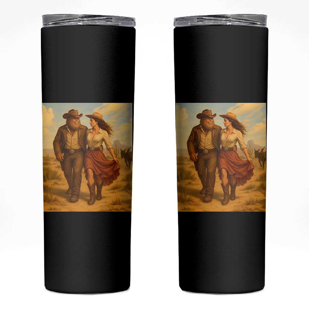 Cowboy Bigfoot Skinny Tumbler Funny Sasquatch Dancing Cowgirl Western Country - Wonder Print Shop