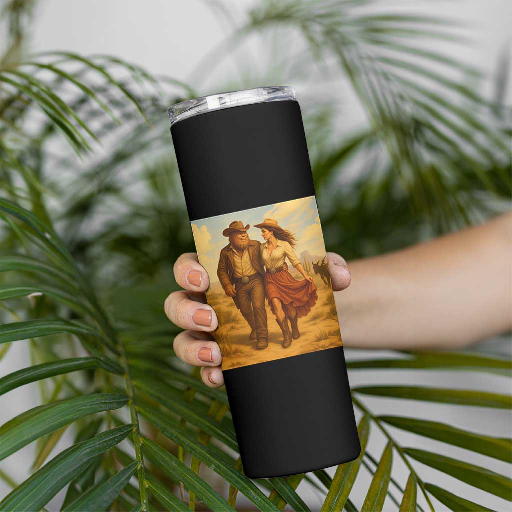 Cowboy Bigfoot Skinny Tumbler Funny Sasquatch Dancing Cowgirl Western Country - Wonder Print Shop