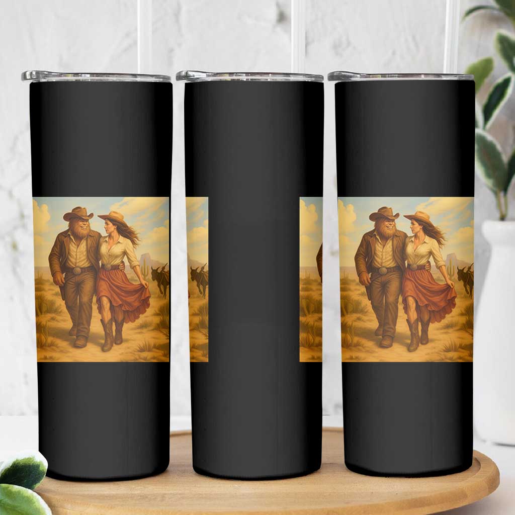 Cowboy Bigfoot Skinny Tumbler Funny Sasquatch Dancing Cowgirl Western Country - Wonder Print Shop