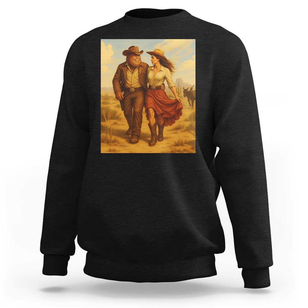 Cowboy Bigfoot Sweatshirt Funny Sasquatch Dancing Cowgirl Western Country - Wonder Print Shop
