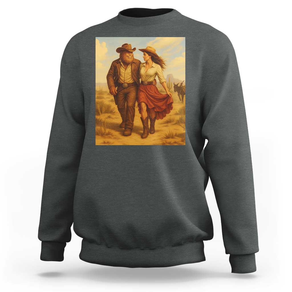 Cowboy Bigfoot Sweatshirt Funny Sasquatch Dancing Cowgirl Western Country - Wonder Print Shop