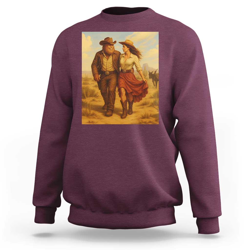 Cowboy Bigfoot Sweatshirt Funny Sasquatch Dancing Cowgirl Western Country - Wonder Print Shop