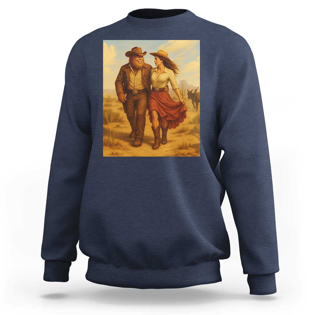 Cowboy Bigfoot Sweatshirt Funny Sasquatch Dancing Cowgirl Western Country - Wonder Print Shop