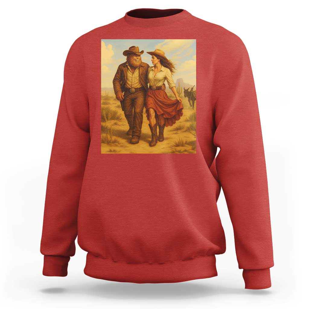 Cowboy Bigfoot Sweatshirt Funny Sasquatch Dancing Cowgirl Western Country - Wonder Print Shop