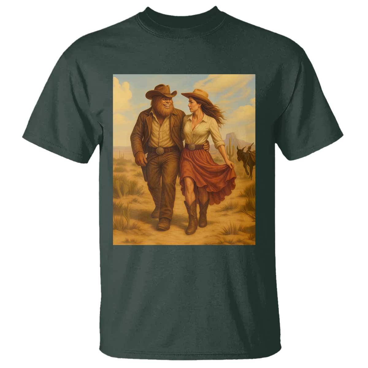 Cowboy Bigfoot T Shirt Funny Sasquatch Dancing Cowgirl Western Country - Wonder Print Shop