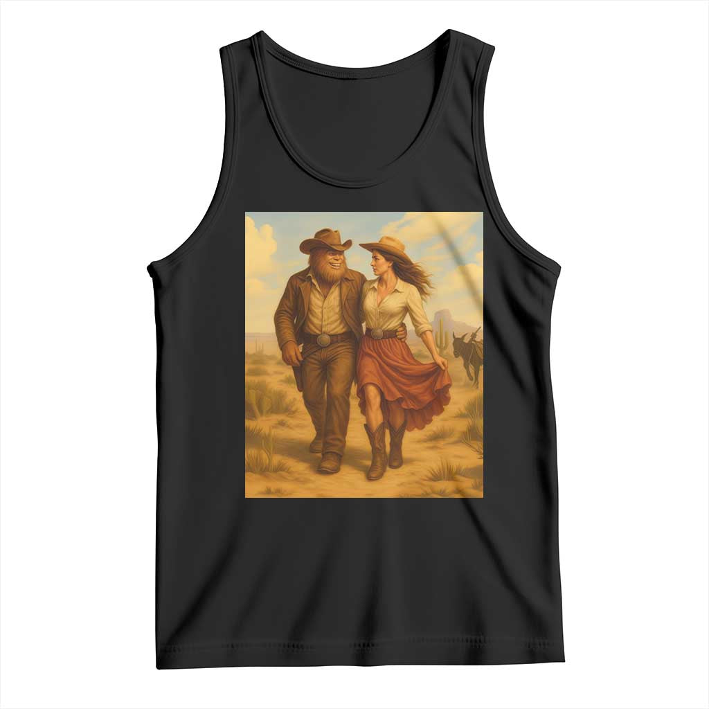Cowboy Bigfoot Tank Top Funny Sasquatch Dancing Cowgirl Western Country - Wonder Print Shop