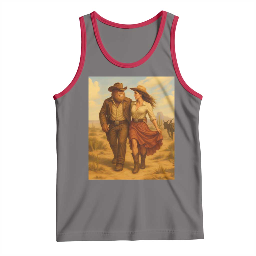 Cowboy Bigfoot Tank Top Funny Sasquatch Dancing Cowgirl Western Country - Wonder Print Shop