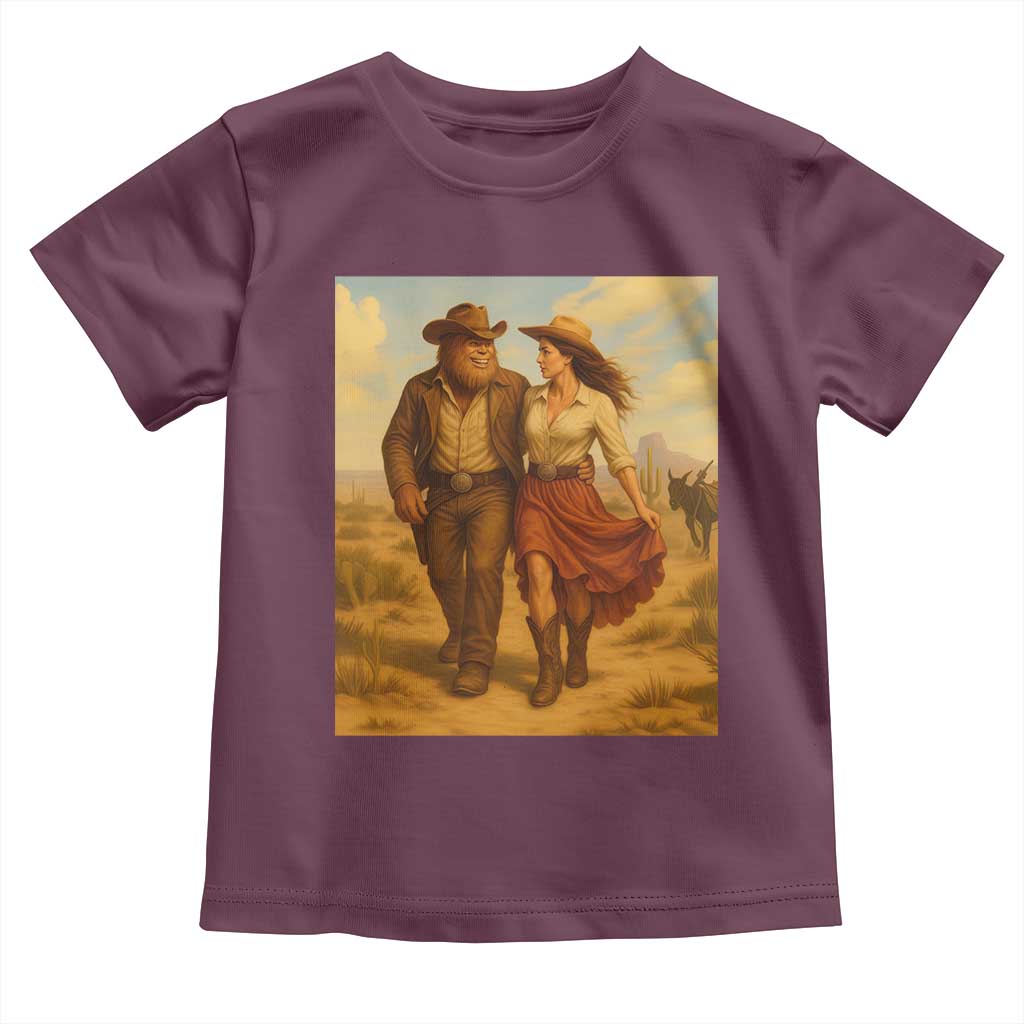Cowboy Bigfoot Toddler T Shirt Funny Sasquatch Dancing Cowgirl Western Country - Wonder Print Shop