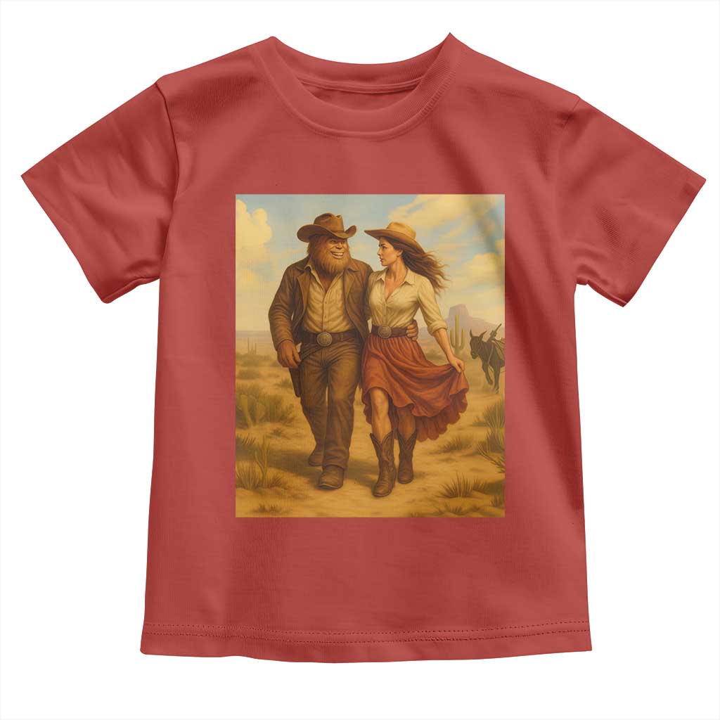 Cowboy Bigfoot Toddler T Shirt Funny Sasquatch Dancing Cowgirl Western Country - Wonder Print Shop