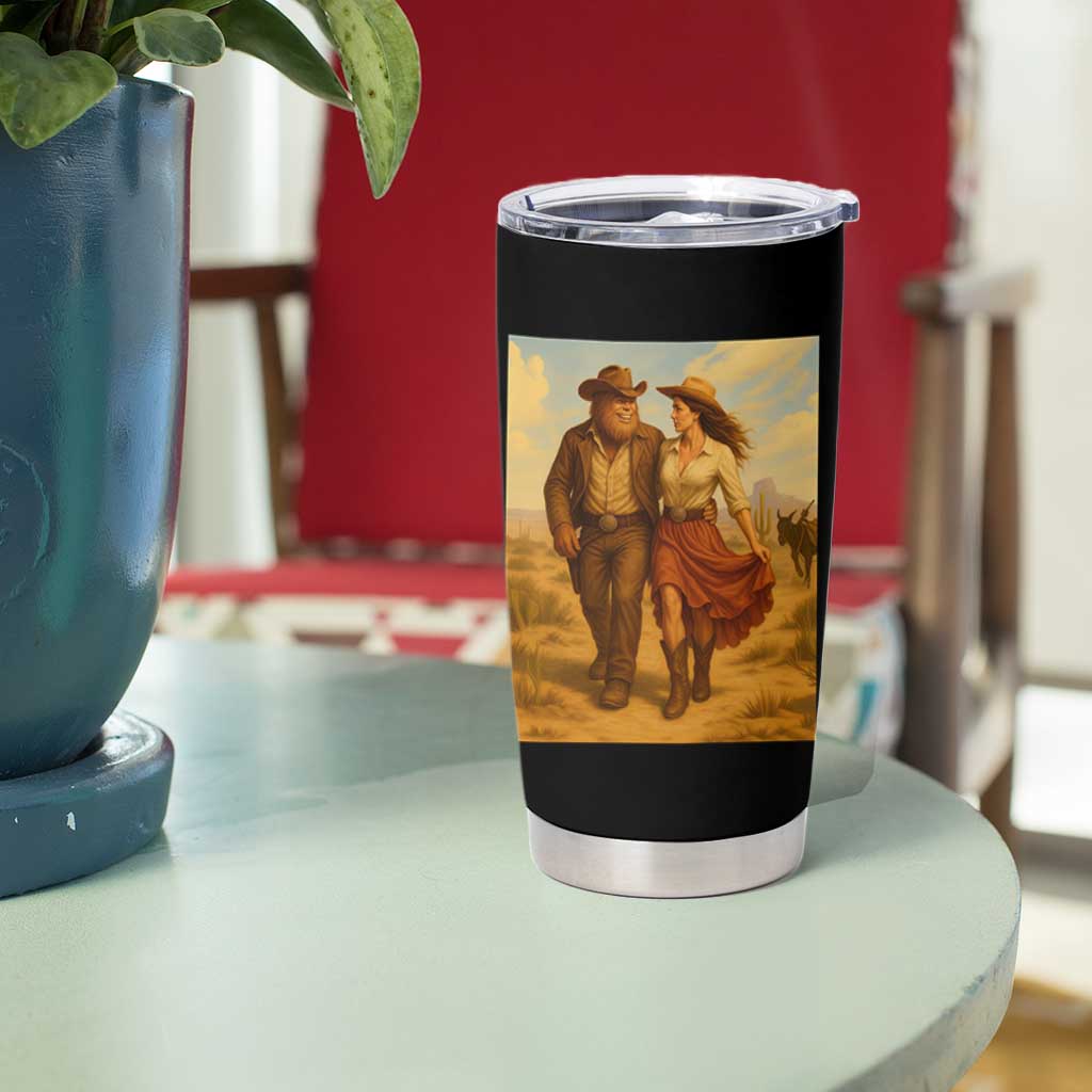 Cowboy Bigfoot Tumbler Cup Funny Sasquatch Dancing Cowgirl Western Country - Wonder Print Shop