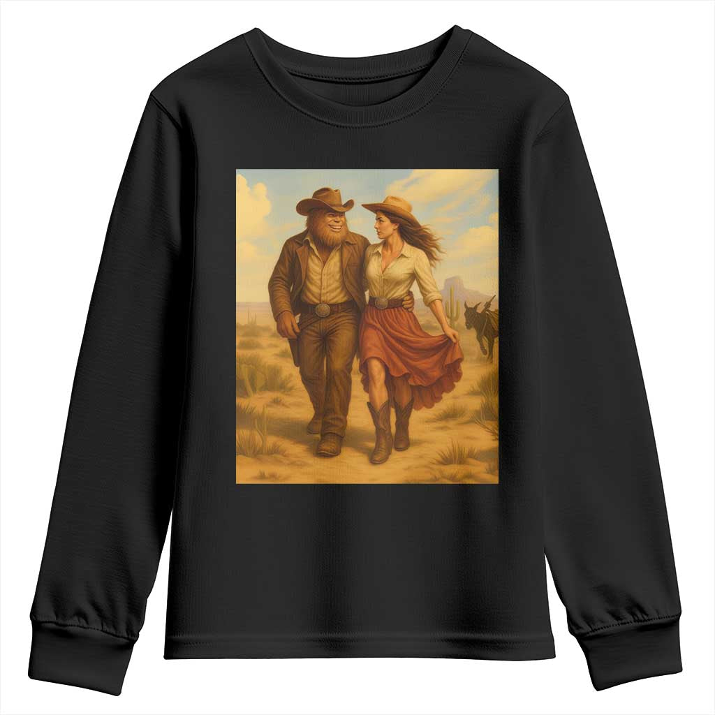 Cowboy Bigfoot Youth Sweatshirt Funny Sasquatch Dancing Cowgirl Western Country - Wonder Print Shop