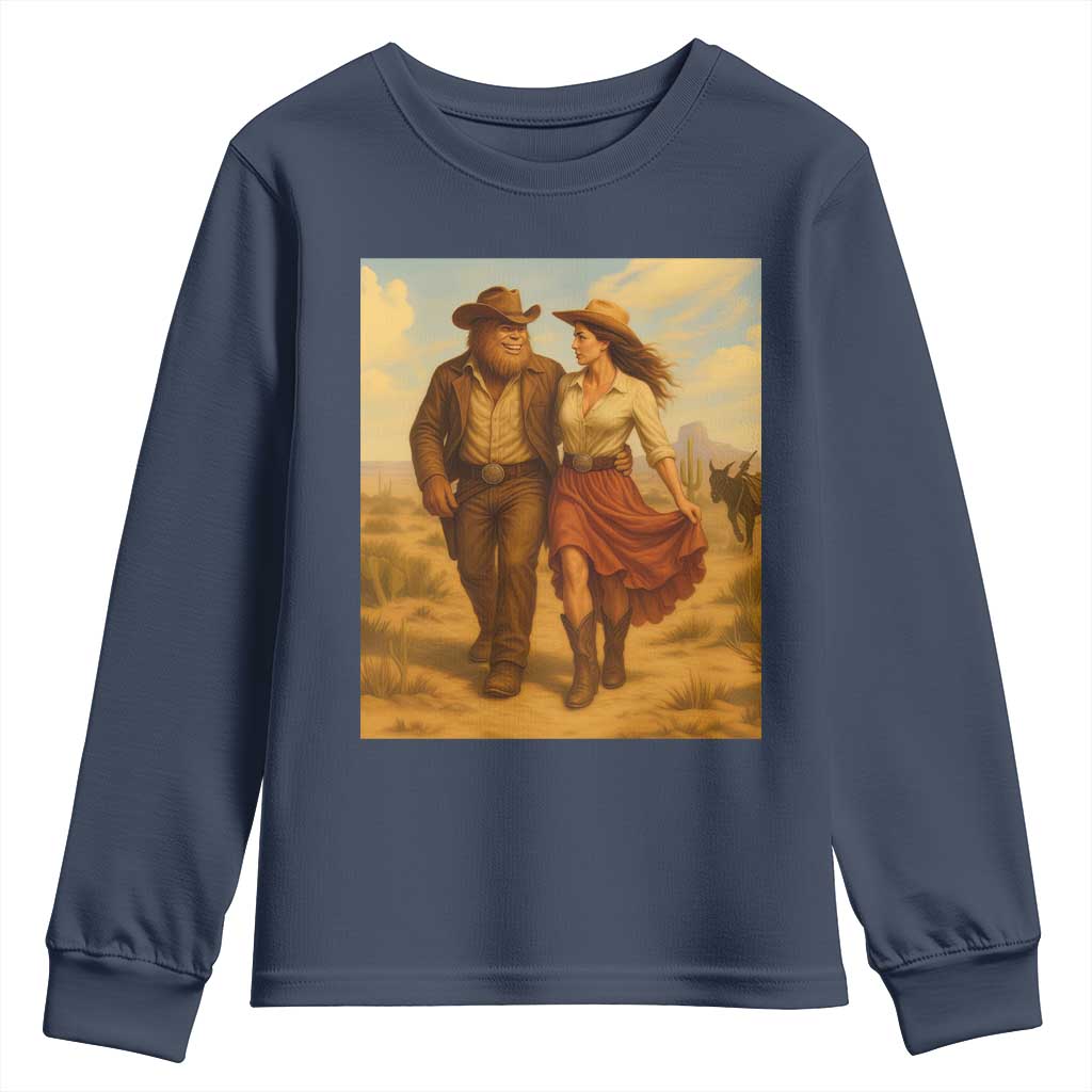Cowboy Bigfoot Youth Sweatshirt Funny Sasquatch Dancing Cowgirl Western Country - Wonder Print Shop