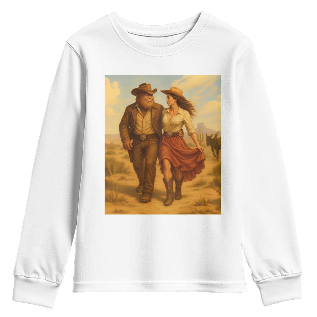 Cowboy Bigfoot Youth Sweatshirt Funny Sasquatch Dancing Cowgirl Western Country - Wonder Print Shop
