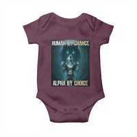 Funny Alpha Wolf Meme Baby Onesie Human By Chance Alpha By Choice - Wonder Print Shop