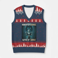 Funny Alpha Wolf Meme V-Neck Knit Sweater Vest Human By Chance Alpha By Choice - Wonder Print Shop