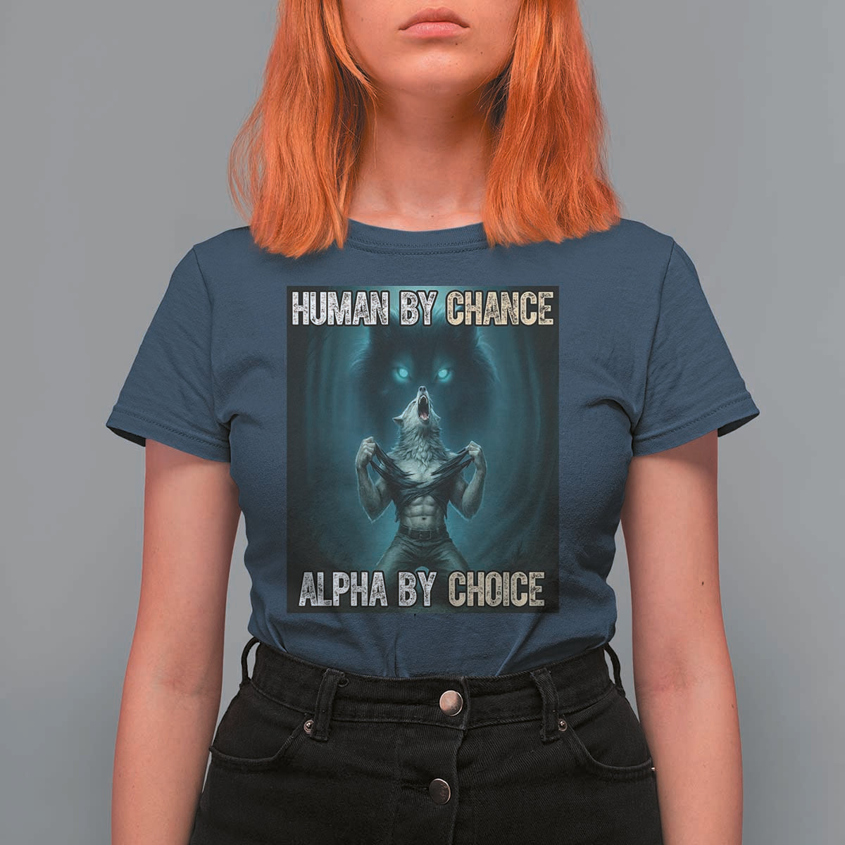Funny Alpha Wolf Meme T Shirt For Women Human By Chance Alpha By Choice - Wonder Print Shop
