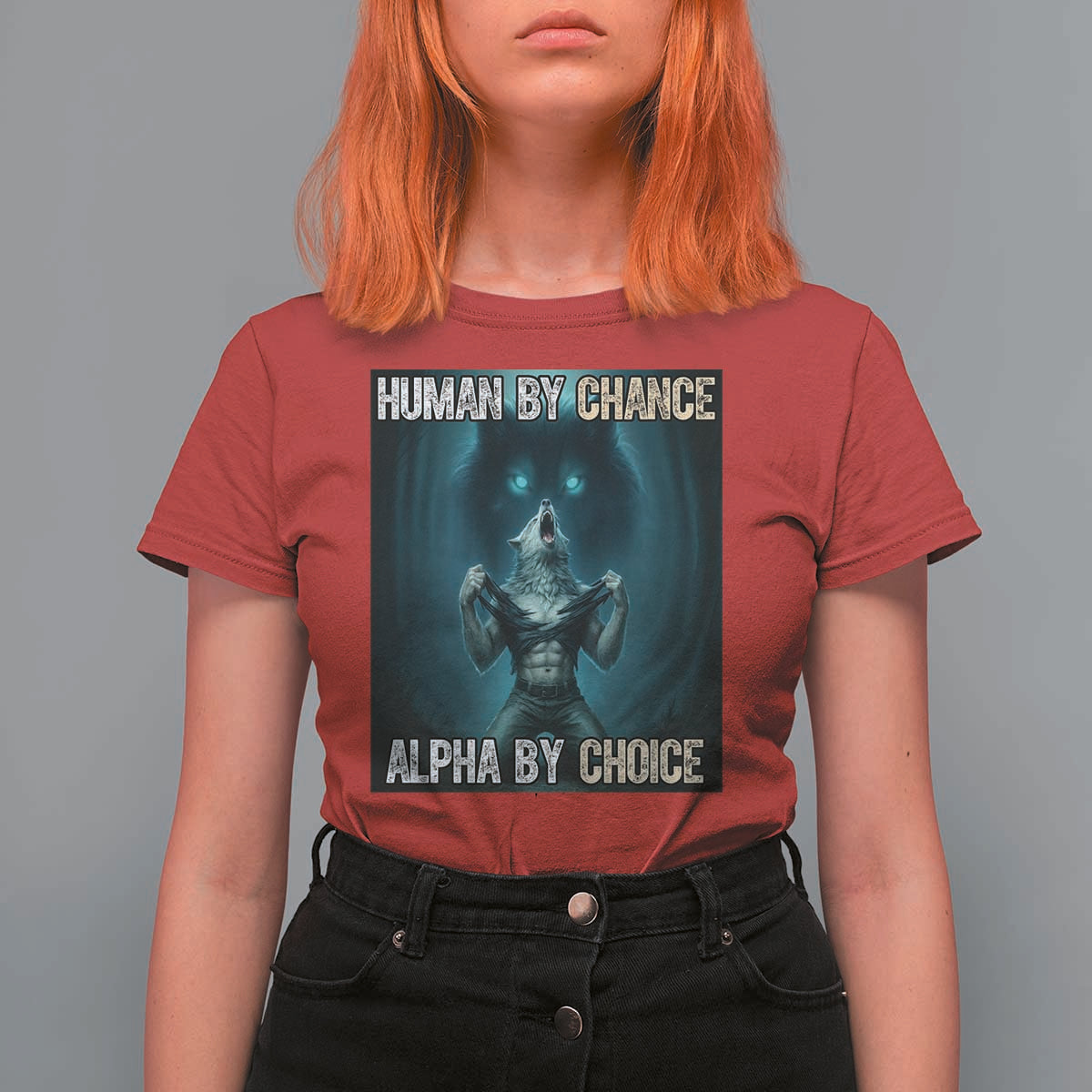 Funny Alpha Wolf Meme T Shirt For Women Human By Chance Alpha By Choice - Wonder Print Shop